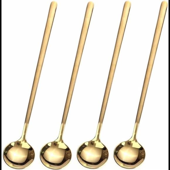 4 PCS 6.7 Inches Coffee Spoons Stirring Spoons Tea Spoons Long